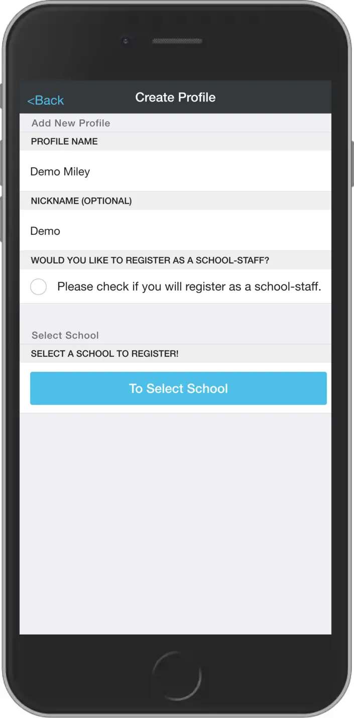 Account registration - profile registration screen
