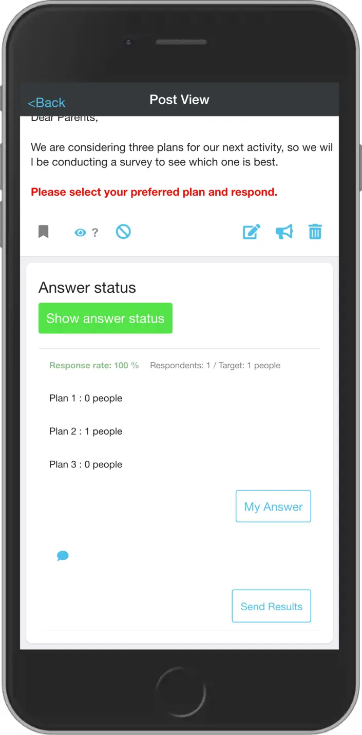 Survey results view