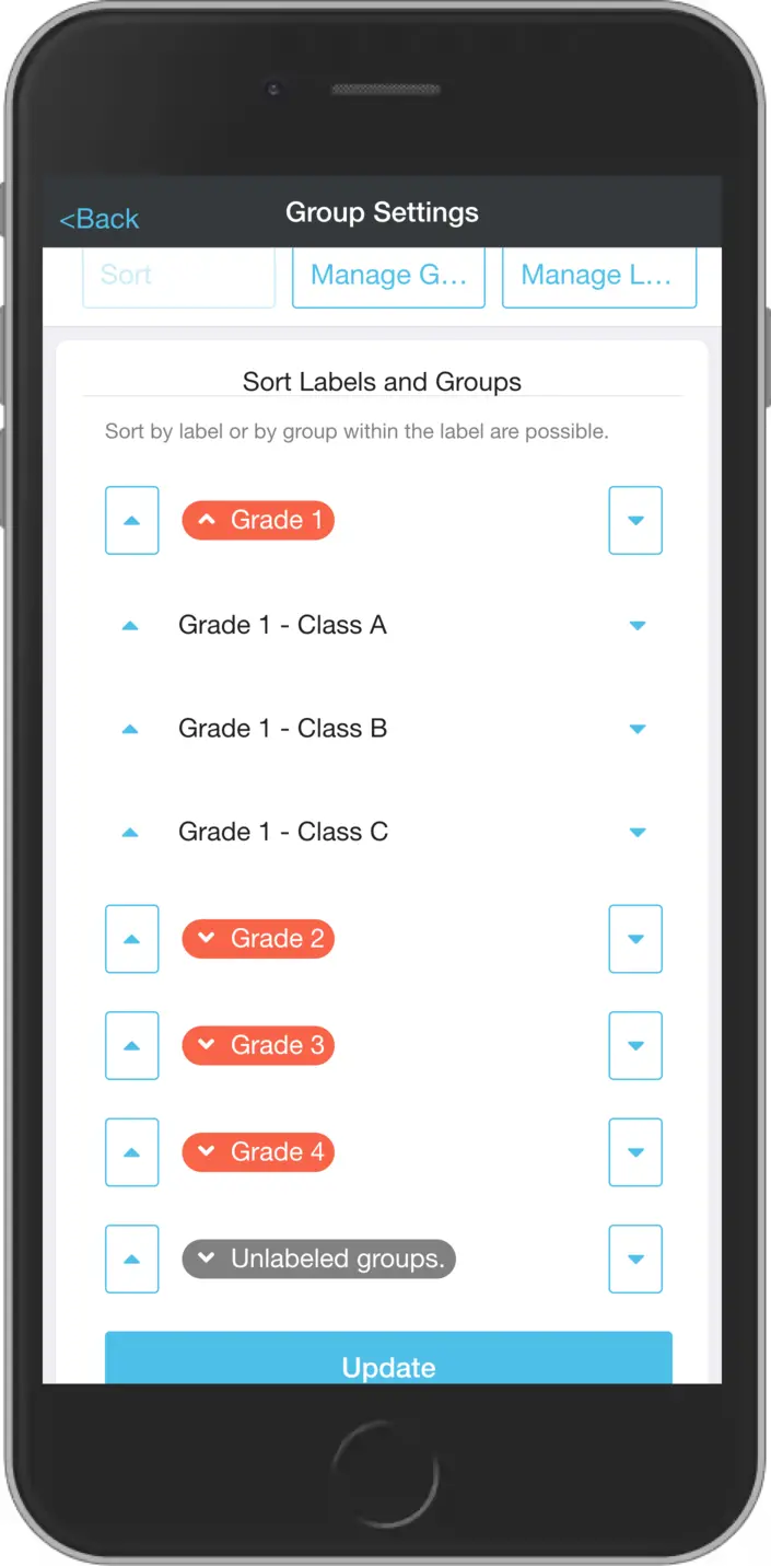 Group sort screen